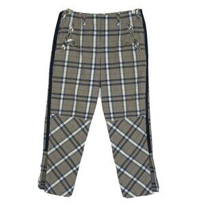 Etienne Aigner Women's size 4 Capris Cropped Pants Gray Blue Plaid Cotton Blend